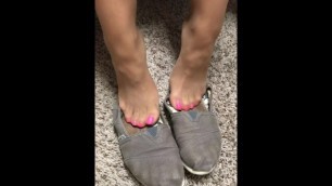 Smelly Pantyhose Feet in Toms