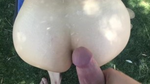 Latina MILF Ass Cumshot Outdoors