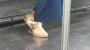 Ebony Sandals on Train