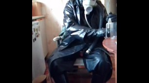 Drinking Piss and Wanking in Black Rubber.