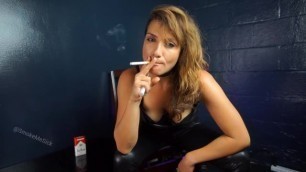 This Sexy Girl Feels the Effects of Smoking: she Coughs and is Short-winded
