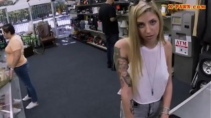 Skinny blonde woman railed by pawn dude