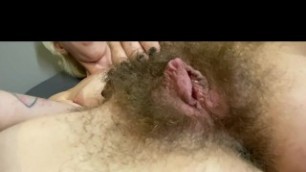 Big Clit Jerking and Rubbing Hairy Pussy Orgasm Homemade Amateur Real Cumming